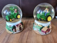 Set Of 2 Enesco John Deere Musical Waterball Globes
