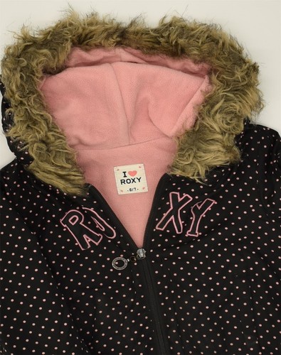 ROXY Niñas Chaqueta Cortavientos con Capucha 6-7 Años Negro Lunares Nylon AD12 - Imagen 3 de 3