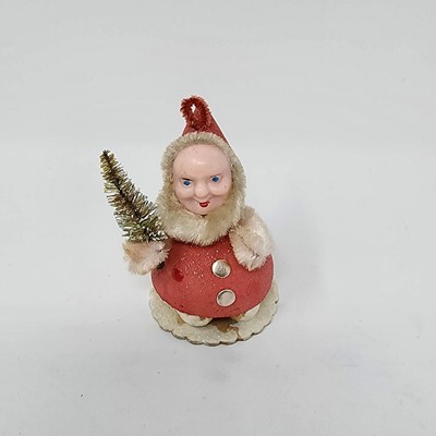 Vintage Christmas Santa Elf Gnome Ornament Figurine Tree Putz Chenille Japan