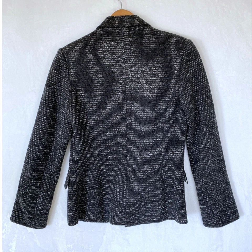 Chaqueta Blazer Anthropologie Cartonnier Para Mujer Negra Tweed Botón Único Talla M Foto 4 de 4