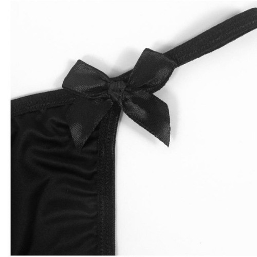 Stylish Womens Lingerie Thong Bow Design with Metal Chain for Sleepwear - Picture 4 of 16
