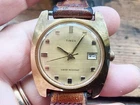 Vintage TIMEX MARLIN w/Date Linen Dial Gold Plate Cushion Case AS IS Part Repair