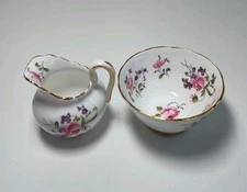 Royal Chelsea Small Creamer and Sugar Set Floral Roses Bone China Made England