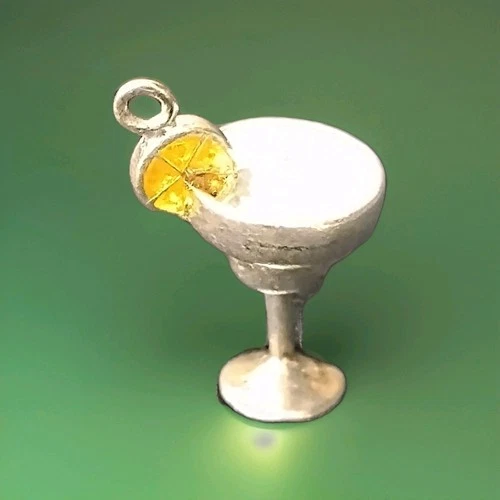 Vintage JAMES AVERY Jewelry Sterling Silver 925 Margarita Glass  Charm Pendant