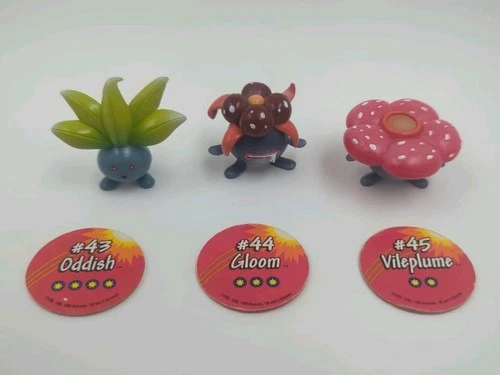Tomy Pokemon Figures 1999 Oddish Gloom Vileplume CGTSJ With Tokens