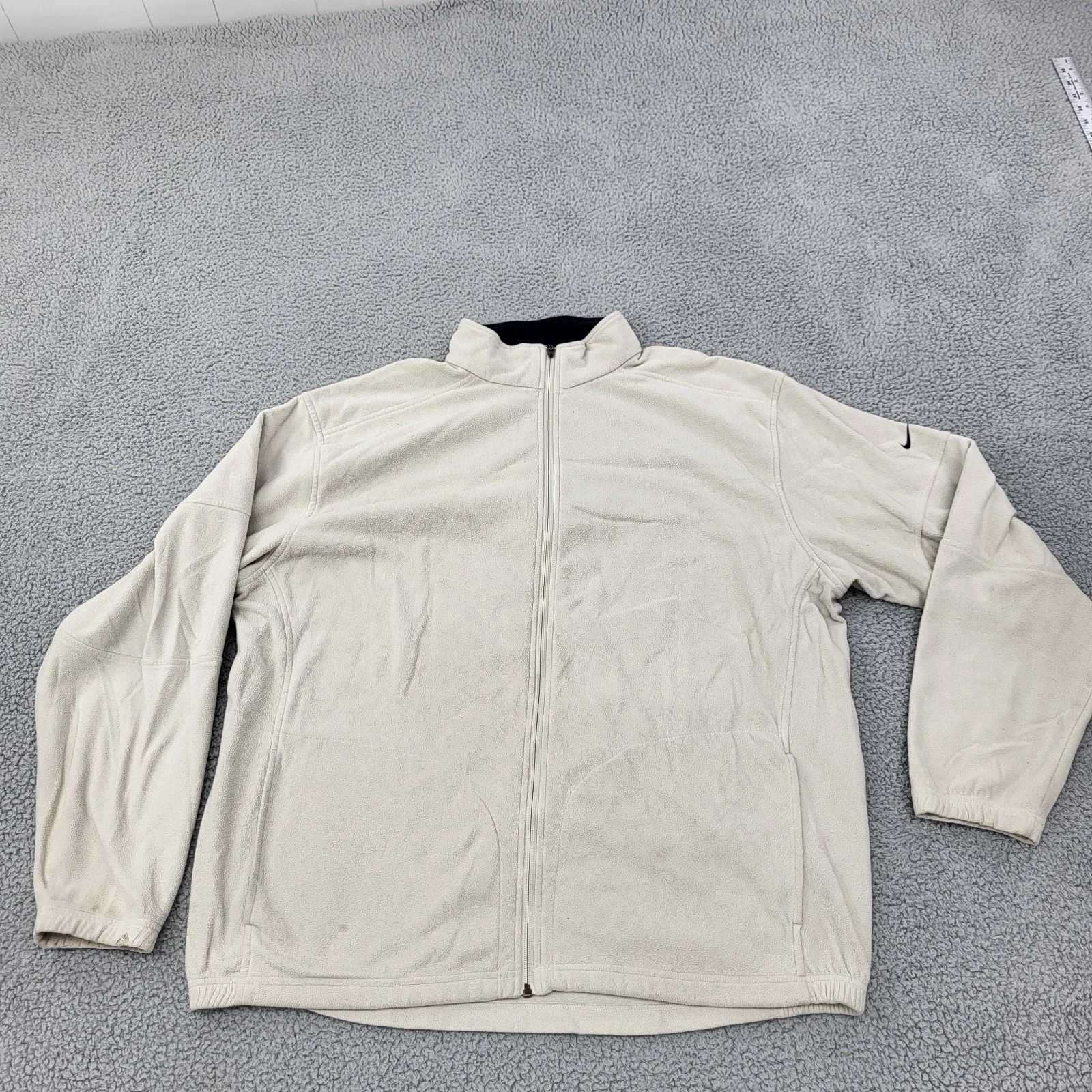 Nike Therma-Fit Fleece Jacket Mens 2XL XXL Beige Full Zip Pockets