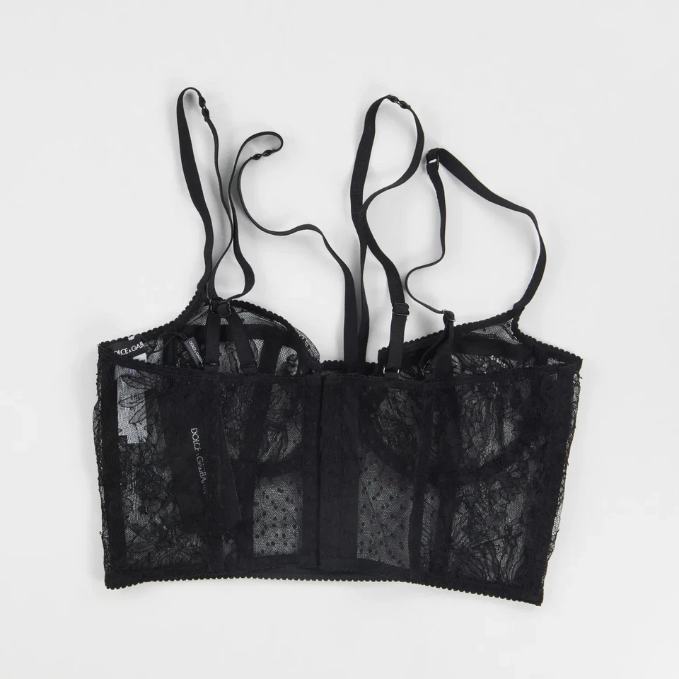 DOLCE & GABBANA Mujer Negro Encaje Longline Demi Sujetador Floral Transparente XL PRECIO DE VENTA SUGERIDO POR EL FABRICANTE 575 Foto 4 de 4