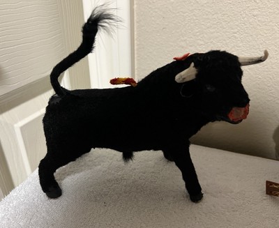 Black Spanish Bull-Fight Vtg Fighting Bull Statue