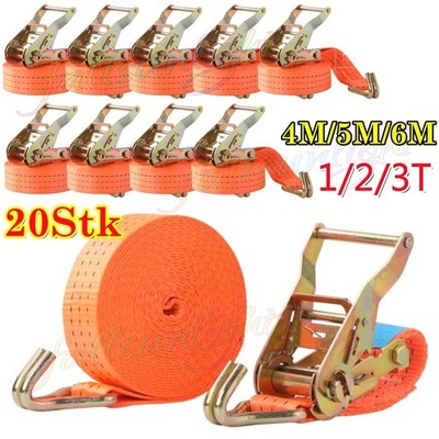 20 x 3000kg 40mm 6M Zurrgurte TÜV GS zweiteilig Spanngurte mit Ratsche und Haken