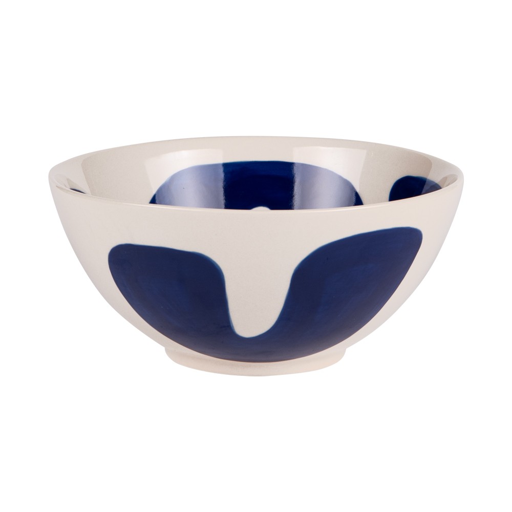 Saladier Lulli bleu Table Passion grand plat de service rond en grès 23 cm