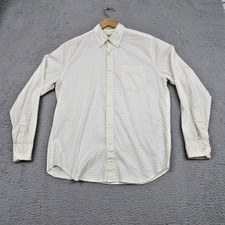 J Crew Secret Wash Shirt Mens Medium White Navy Micro Print Classic Cotton