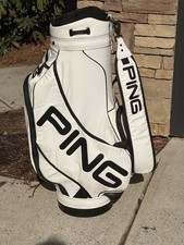 Vintage PGA PING Tour Staff White  Black 6-Way Golf Club Bag inc Rain Cover