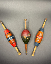 Vintage Turned Wood Fishing Floats Lot of 3 C...