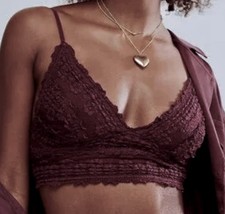 Intimately FREE PEOPLE Amina Lace Acai Purple Wireless Longline Bralette Women S