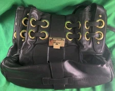 Jimmy Choo Chocolate Brown Leather Purse Large Shoulder Bag Ramona Gold Accents 