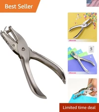 Versatile 5 Sheet Nickel Hole Punch – Effortless Manual Operation in Silver