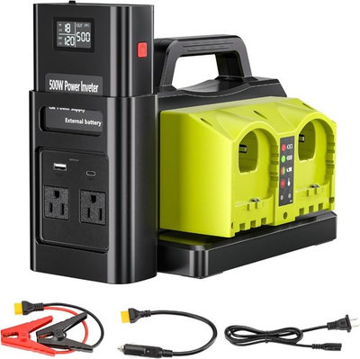 #ad 500W Power Inverter Battery Charger for Ryobi 18V Car Jump Starter 4 Port $127.99