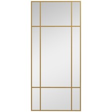 HOMCOM Window Style Vanity Mirror 110 x 50cm Wall Mirror Gold, Refurbished