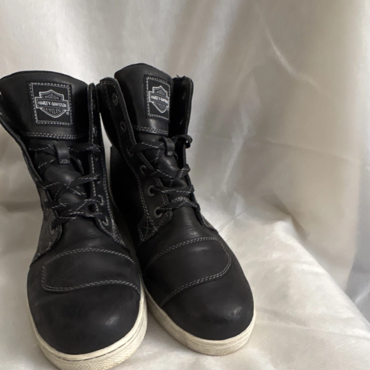Harley-Davidson Mens Black Leather Lace-Up Logo Accent Riding Boots Sz 13M 3357 Harley Davidson Size 5.5 M Black Lace Up | Mercari main image 4