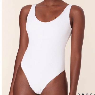 Andie The Ibiza One Piece Rib Swimsuit White size M NWT