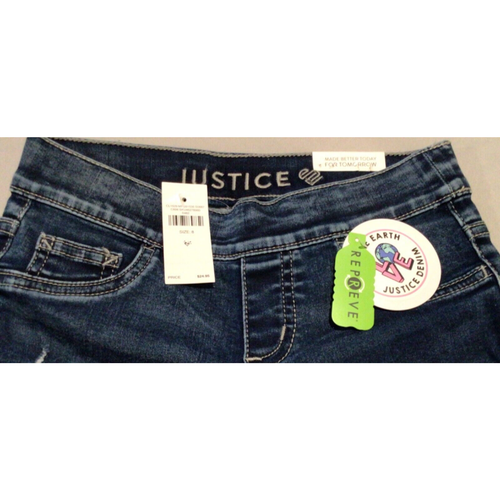 Justice Girls Repreve Blue Distressed Stretchy Denim Legging Jeans Sz 8 Slim Fit - Picture 2 of 4
