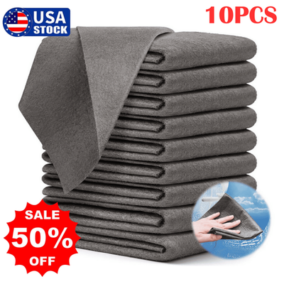 #ad 10PCS Magic Glass Cleaning Cloth Microfiber Cleaning Towels for Windows Kitchen $4.99