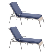 Aoodor 2Pcs Patio Chaise Lounge Cushion Pad Outdoor Water Resistant Mat, Purple