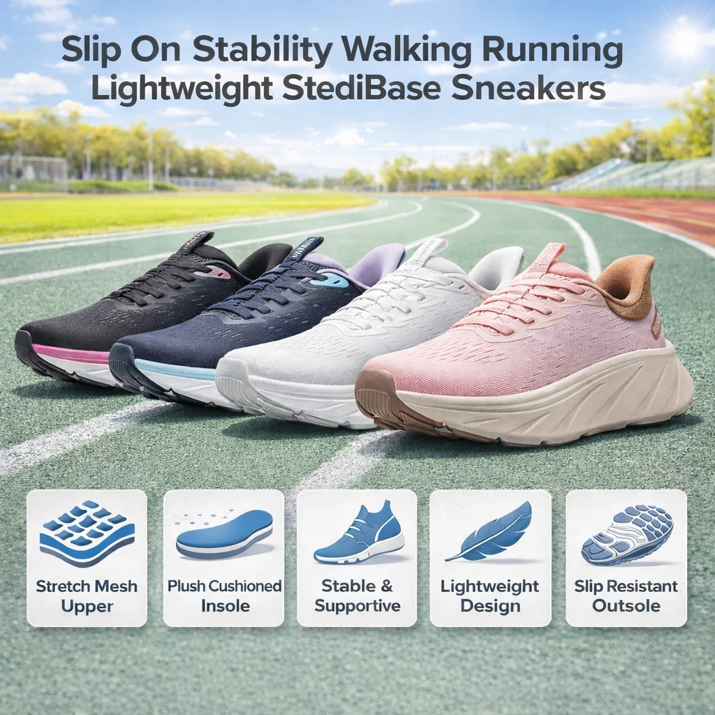 Women Hands Free Slip On Walking Shoes Cushioning Stability Tennis Gym Sneakers