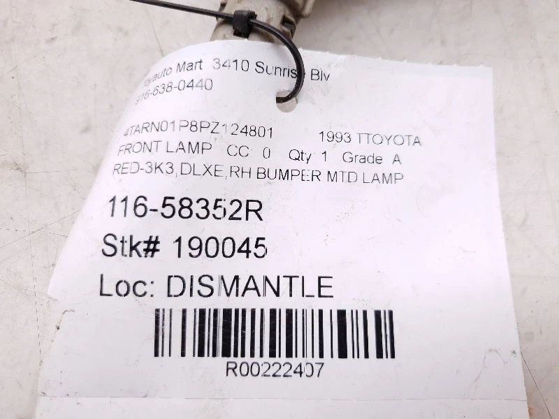 Parachoques de luz de estacionamiento/esquina de pasajero montado para camioneta Toyota 89-95 Foto 4 de 4