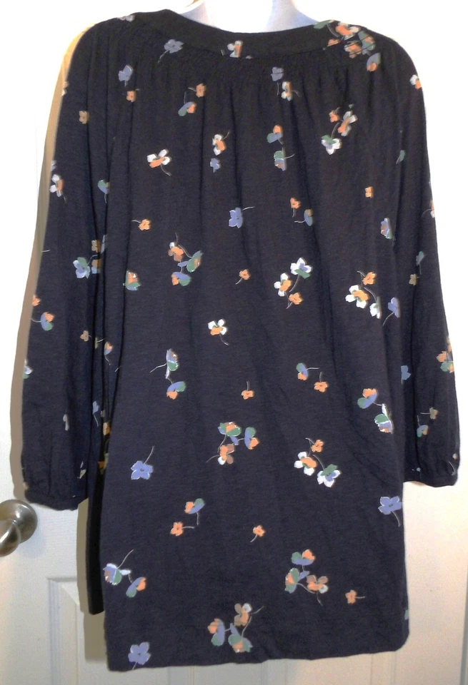 Lovely Blue Print J. JILL 3/4 Sleeve Tencel Blend Top w/Smocking - 2X - Image 2 of 3