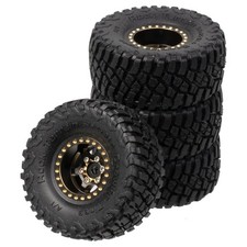 1.0 Brass Rubber Beadlock Wheels Tires for 1/18 TRX4M 1/24 Axial SCX24 RC Parts