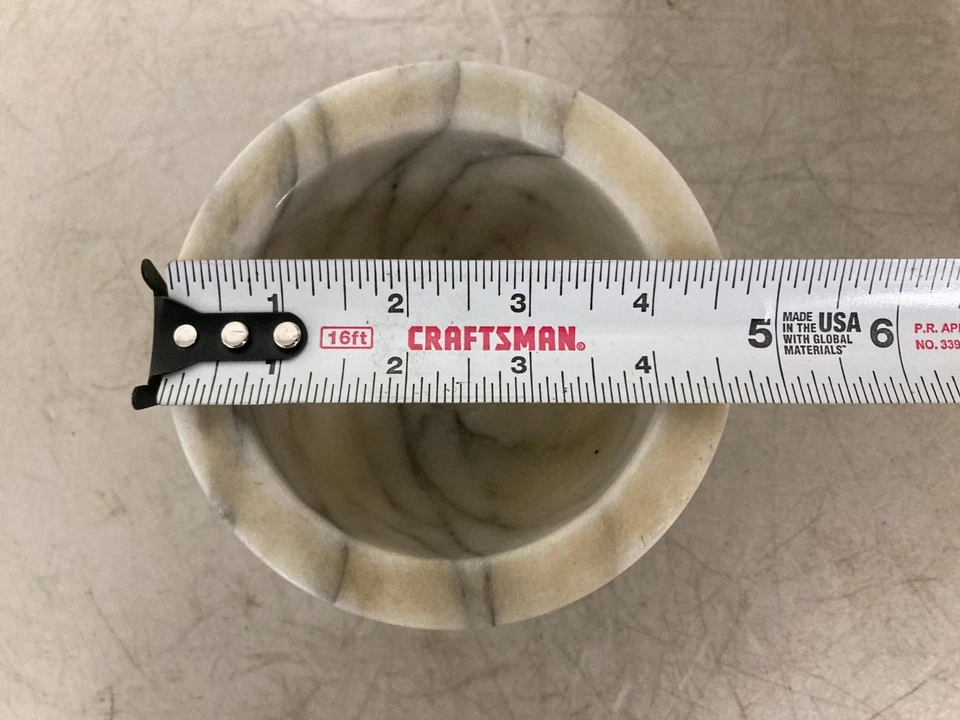 Винтажная Мраморная Ступка Светлая и Темно-Серая Вереница Тяжелая - Изображение 3 из 4