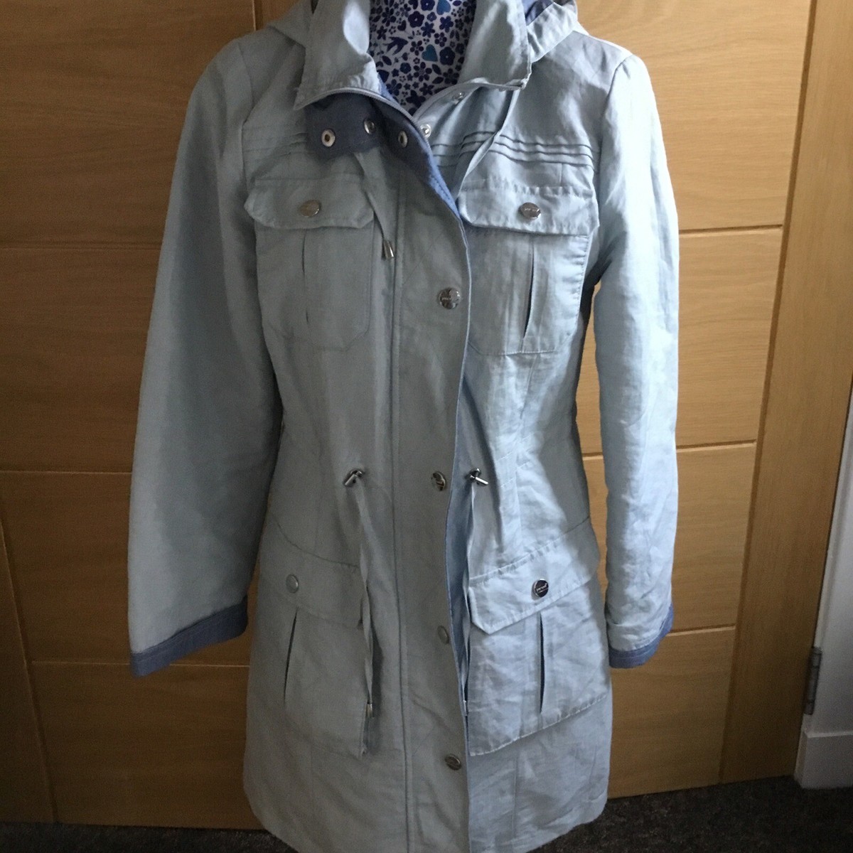 WOMEN PER UNA M&S UK 10 GREY STORMWEAR FLEECE LINED HOODED PARKA