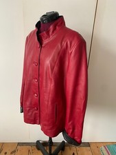 Lambs Leather Womens Red Jacket Mandarin Collar Bordeaux Maroon Mid-length New!