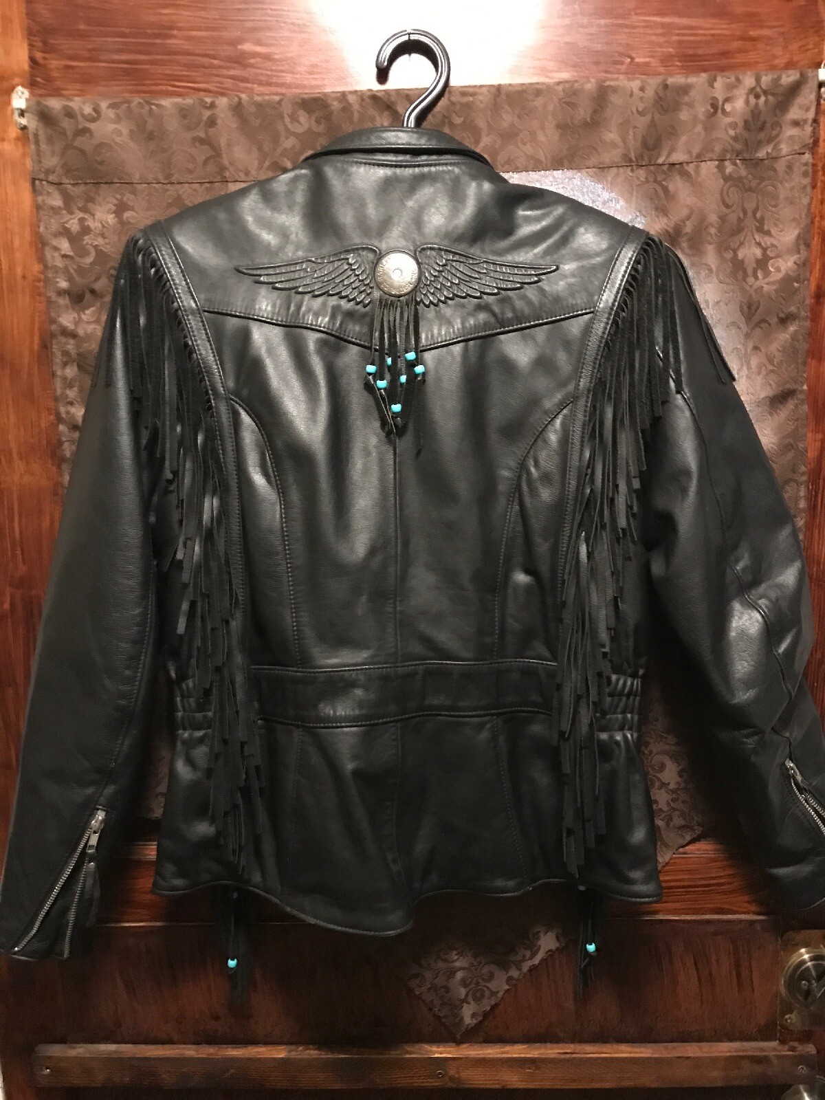 HARLEY DAVIDSON Womens MED Motorcycle Leather Jacket W Tassels