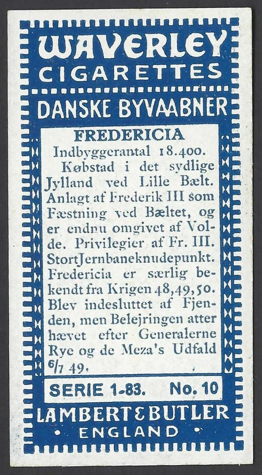 LAMBERT & BUTLER (O'SEAS) - DANSKE BYVAABNER - #10 FREDERICIA - Image 2 of 2
