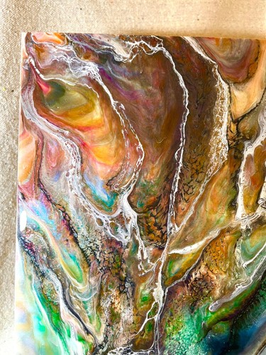 Abstract Painting - Earthy Ethereal Mid Mod Poured Art Decor Tile - Picture 9 of 12