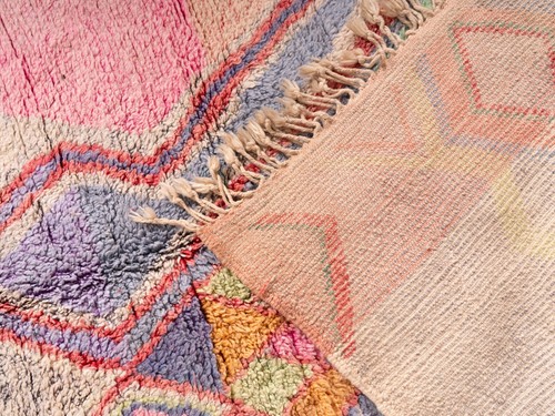 5×8 ft (160x255) Handmade Moroccan Boujaad Pink Area Rug Abstract Berber Carpet - Picture 10 of 10