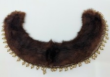 Vintage Fur Nakamura Brown Mink Choker Collar with Beads and Faux Pearls