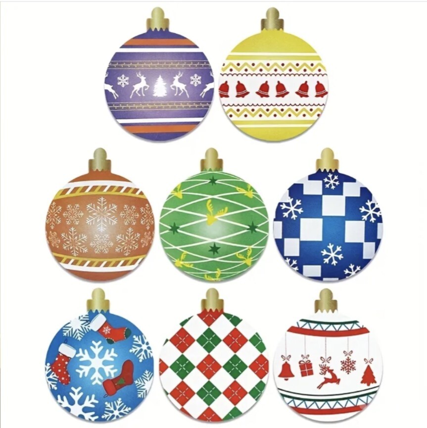 500 pcs Sticker Roll 1 Inch Holiday Christmas Ornaments Gloss, Self ...