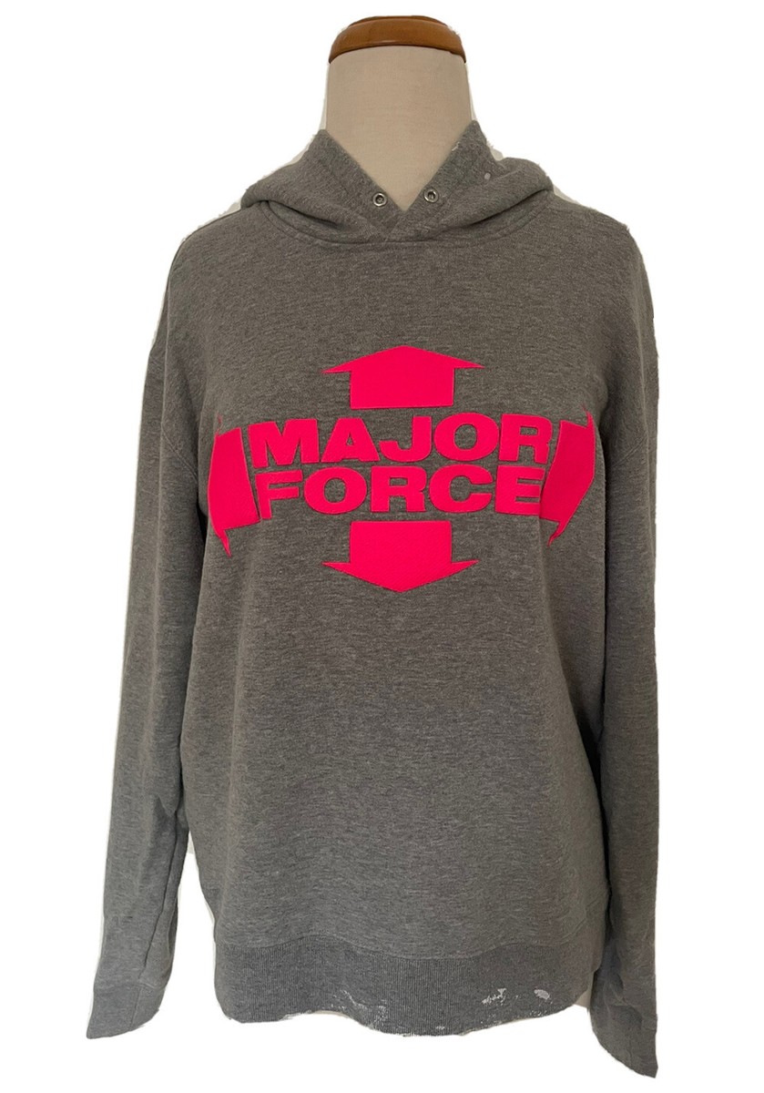 MAJOR FORCE X LUCKER Neighborhood Mens Hoodie M Gray Jersey Pink