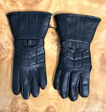 NWOT-MEN'S BLACK FAUX VEGAN LEATHER MOTORCYCLE BIKER GLOVES-O/S-FITS M  L