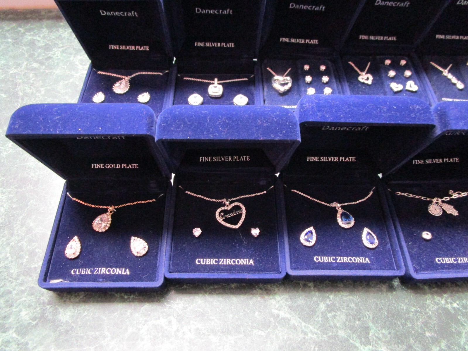 Danecraft Fine Silver Plate Cubic Zirconia Necklace Bracelet Earring Sets Lot 3 eBay