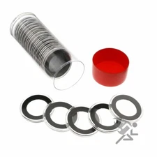 (1) Airtite Coin Holder Storage Container & (20) Black Ring 28mm Air-tite Coin