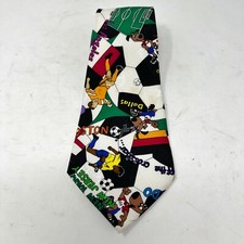 Nicole Miller Men  s Necktie Vintage 1994 Soccer 100 Silk Hand Made Football