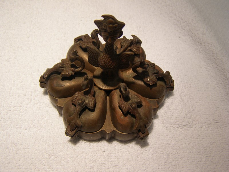 Antique Brass Spice, Kumkum  Box  India Hindue