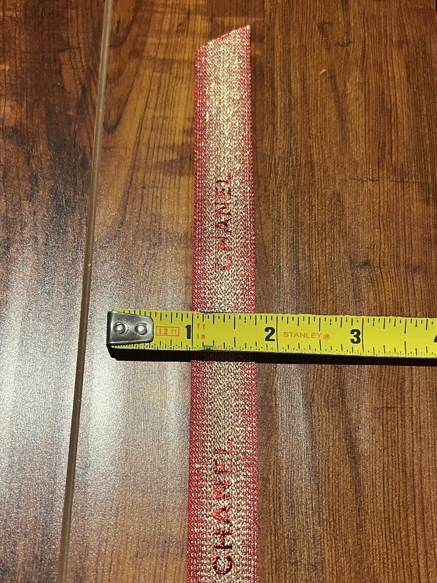 CHANEL RED AND GOLD RIBBON 10 FEET CHANEL Red Glittered & Metallic Gold Lettering Ribbon - 1  main image 3