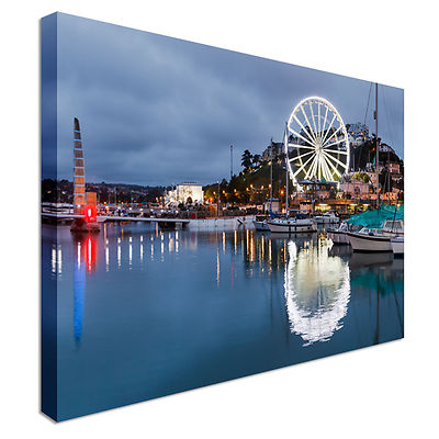 Torquay Hafen in der Abenddämmerung Leinwand Wandbild Bild Druck