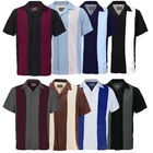 Men's Classic Two Tone Casual Guayabera Bowling Button Up Dress Shirt