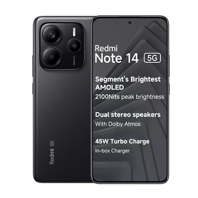 Xiaomi Redmi Note 14 5G Smartphone 8+256GB Midnight Black 108MP Kamera 120Hz